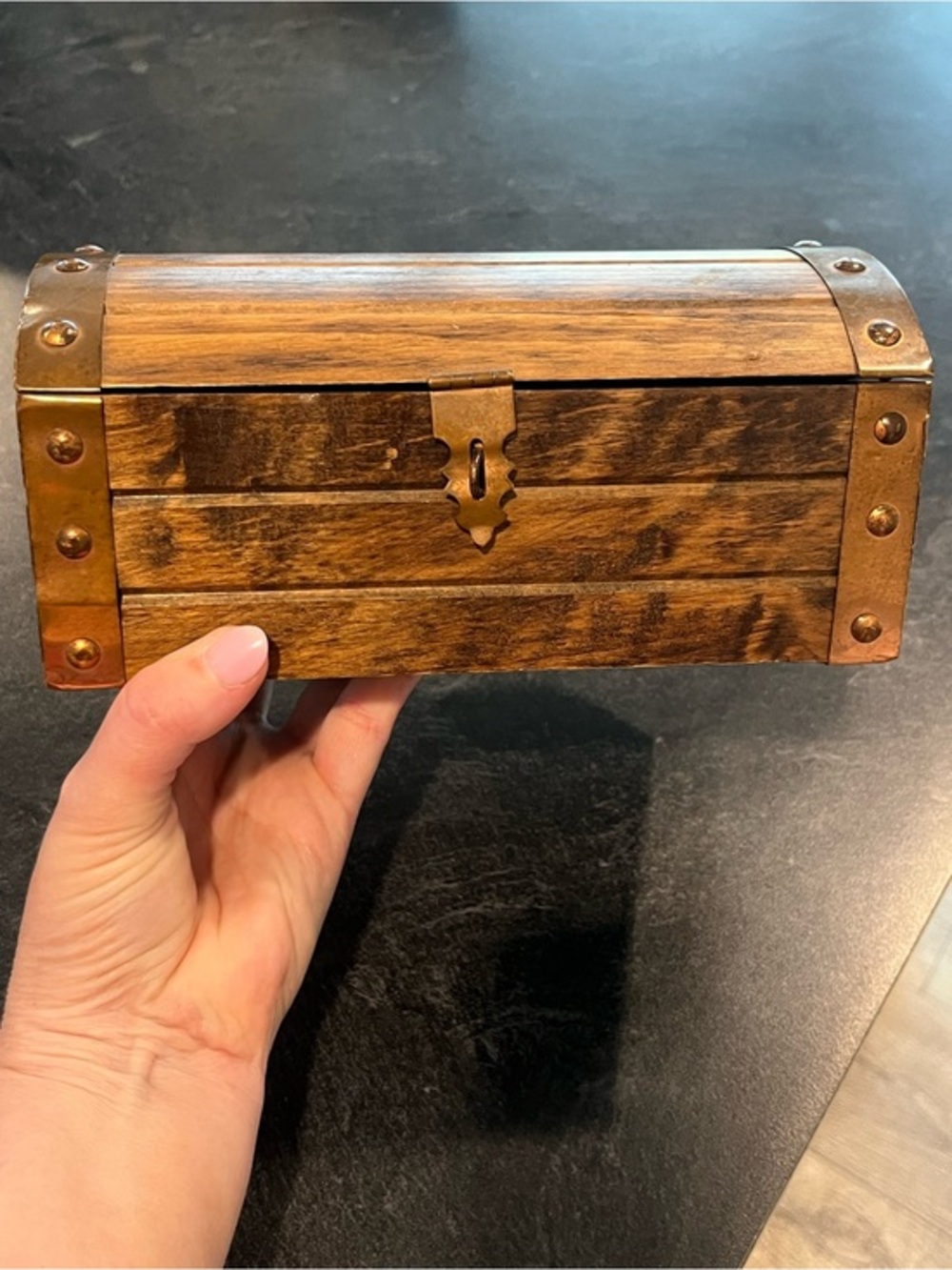 Vintage Jewelry Box Treasure Chest Standard Specialty Co. Wood & Copper